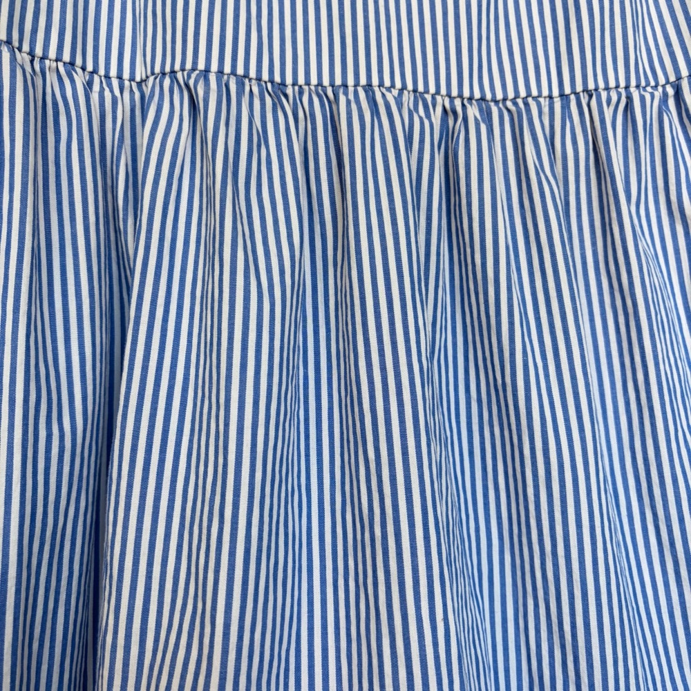 J. Crew Midi Dress Sz 8 Blue White Stripe Cotton Tiered Puff Sleeve SU24 Cottage - Picture 4 of 15